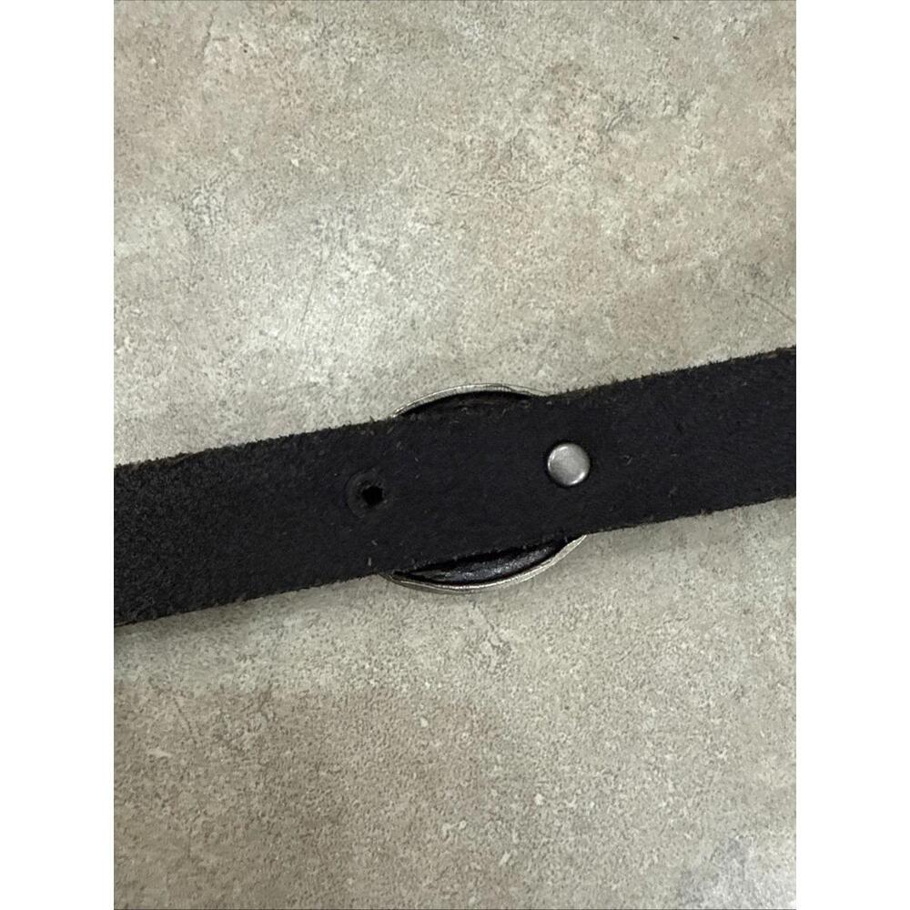 American Eagle Womens Medium Black Western Leather Belt Silver Concho Cowgirl - Picture 6 of 7